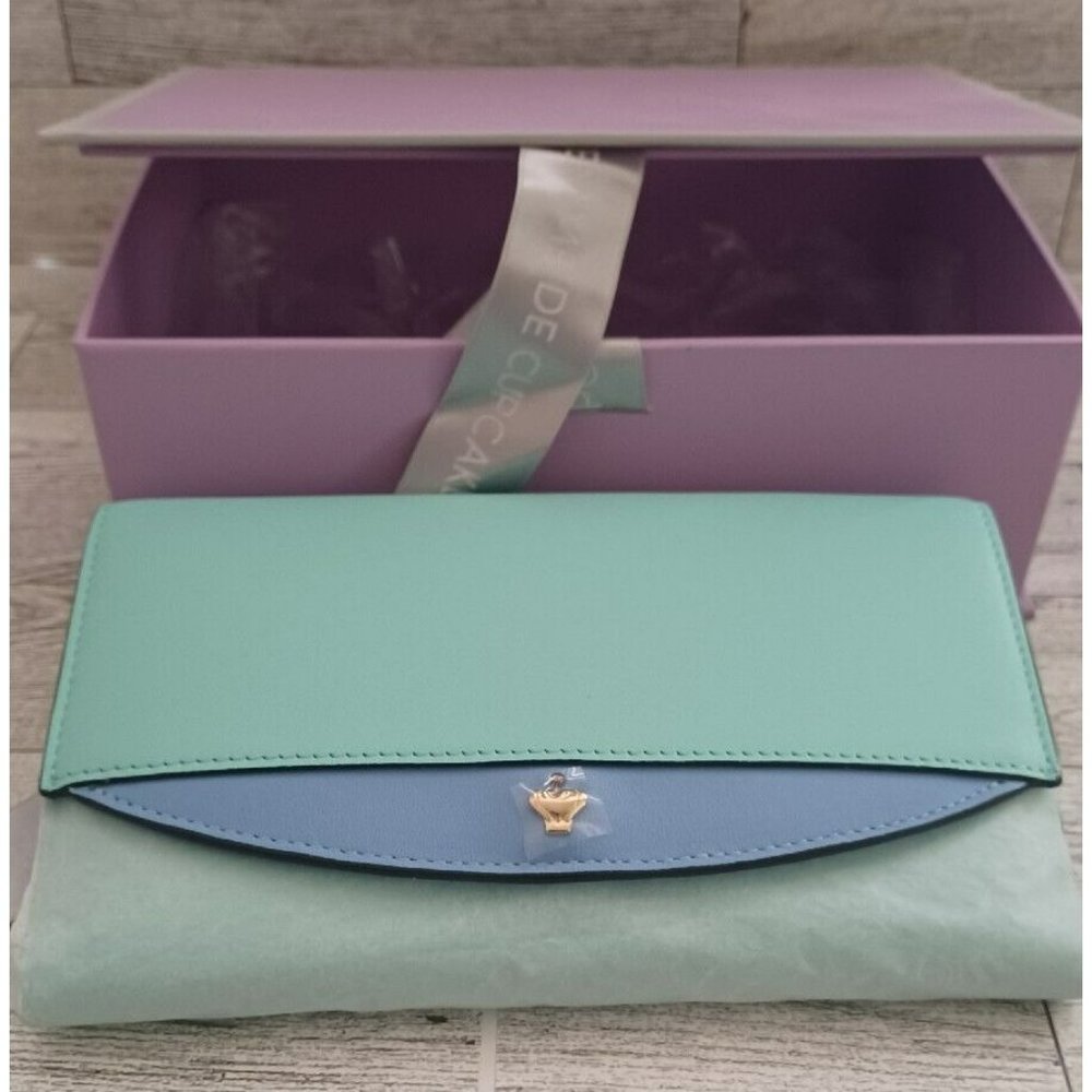NEW IN BOX Femme de Cupcakes Aqua Clutch Wallet Womans Designer Leather